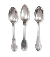 3 Coin Silver Serving Spoons Incl. Adolphe Himmel
