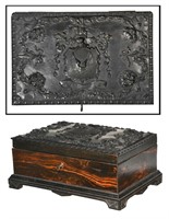Boer War POW Carved Wood Box, Dated 1901