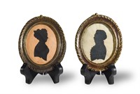 Pair of 19th Century Silhouettes, Soldier and Wife