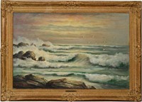 Warren Webb Oil on Canvas "Rocky Coast"