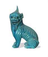 Chinese Blue Porcelain Xiezhi Statue, 18-19th C#