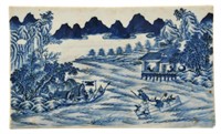 Chinese Blue & White Porcelain Plaque, 19th C#