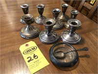 Sterling Silver , 8 Candle Holders, 1 Coaster,