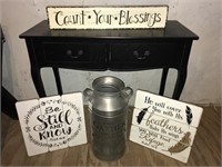 Hall Table, Cream Can & Plaques