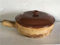 COVERED POTTERY HANDLED BOWL - PROVENCAL