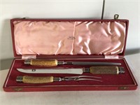 NICE VINTAGE SHEFFIELD CARVING SET IN CASE