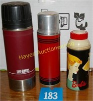 3 Thermos Bottles including 1 Barbie Thermos
