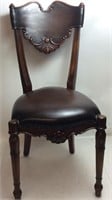 WOOD & LEATHER ACCENT CHAIR