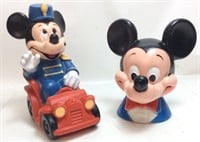 2 VTG. MICKEY MOUSE COIN BANKS, 10’’H