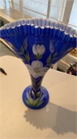 13" HIGH,  BEAUTIFUL HAND PAINTED VASE