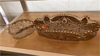 GLASS PLATTER AND BOWL GOLD DECORATIVE