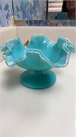 FENTON TURQUOISE DISH   4" BY 7"
