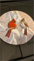 CARDINALS ON A SNOWY BRANCH- PLATE