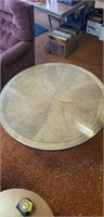 Round Wooden Table w/Glass Top