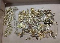 Gold tone costume jewelry - necklaces, brooches,