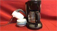 Coffee pot w/ filters, hand held mixer