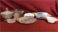 Corning ware dishes,  glass dishes