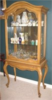 Oak Curio Cabinet W/ 3 Shelves & 2 Side Doors*