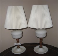 Pair of Antique Hobnail Lamps