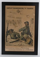 WWI FRENCH BATTLE POSTER W/ AMERICAN TROOPS WW1