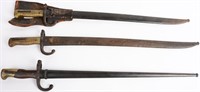 FRENCH BAYONET LOT OF 3 GRAS CHASSEPOT RIFLES