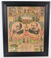 1896 McKINLEY HOBART CAMPAIGN POSTER FREE TRADE