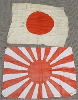 WWII JAPANESE SILK FLAG LOT OF 2 RISING SUN + WW2