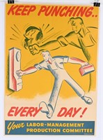 WWII ANTI HITLER KEEP PUNCHING EVERY DAY POSTER