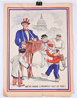 WW2 UNCLE SAM & HITLER ANTI AXIS POSTER 1943