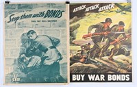 WWII ANTI AXIS POSTER LOT ATTACK ATTACK ATTACK WW2