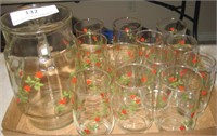 Rose Pitcher & 8 Glass Set
