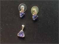 Tanzanite earrings and necklace pendant