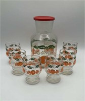 1950s Orange Juice Set w/ 6 Glasses