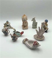 Lefton Figurines Lot Bisque Piano Baby, Ring Dish