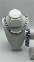 Vtg Weiss Aquamarine Blue Necklace & Bracelet