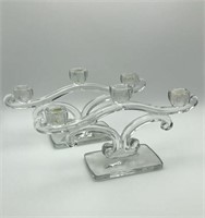 1960s EAPG Ornate Glass Candelabra Set
