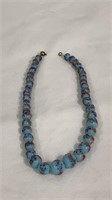 Art Deco Murano Blue Wedding Cake Necklace