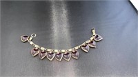 Warner Purple Glass Heart Charm Bracelet