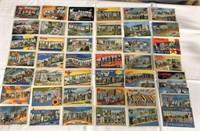 44 Vtg 1950s Lrg Letter States Postcards Lot