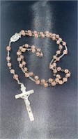 Sterling Pink Glass Rosary