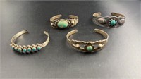 Sterling Native American Bracelets x4