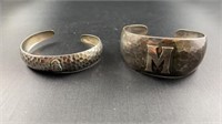Sterling Hammered Cuff bracelets x2
