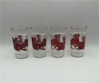 Four 1950s Red Squirrel Lemonade Glasses