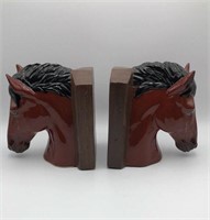 Vintage Pottery Horse Head Bookends