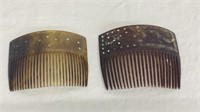 2 -Art Deco Faux Tortoise Hair Combs