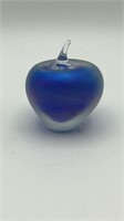 Signed Art Glass Paperweight Cobalt Blue Purple