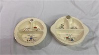 Vintage Pottery Baby's Warming Plates x2