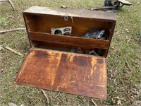 VINTAGE WOODEN TOOL CHEST AND CONTENTS