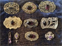 Victorian Amethyst Jewelry Pin Brooches - 1 Sterli