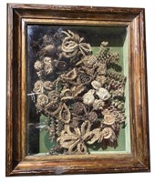 Early Mourning Victorian Hair Wreath in Shadowbox